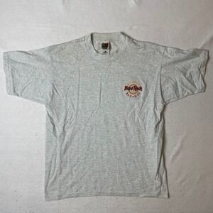 Vintage Hard Rock Cafe Bahamas T-Shirt Fruit of the Loom Gray Large Save Planet